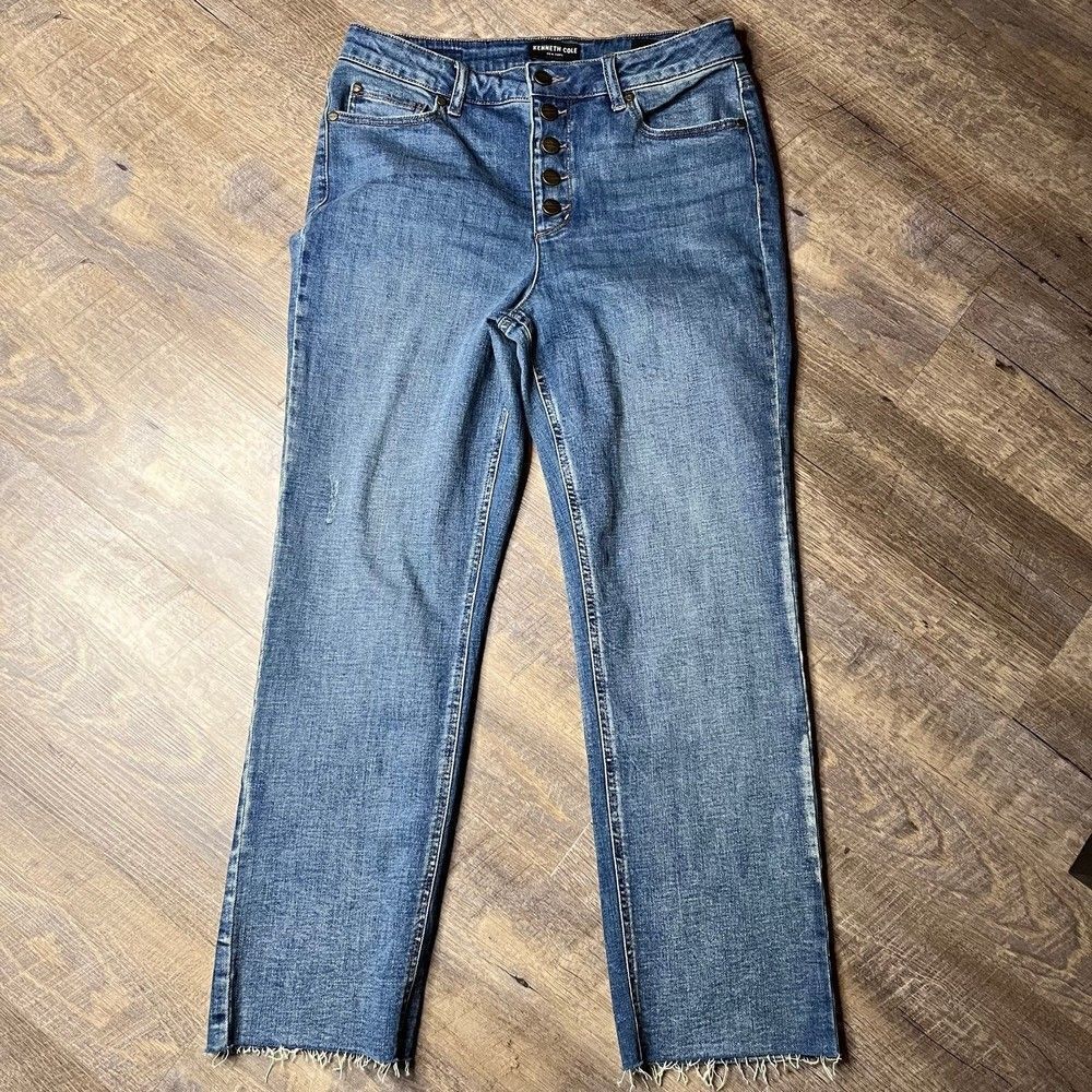 Kenneth Cole Button Fly High Rise Denim Jeans Size 8 - Picture 2 of 9